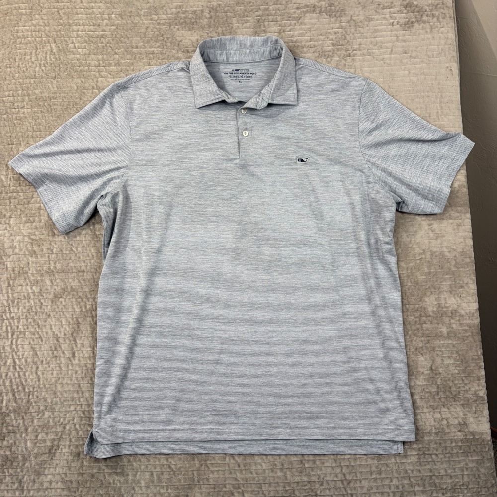 Vineyard Vines On-The-Go Sankaty Polo XL Grey Performance Short Sleeve Shirt